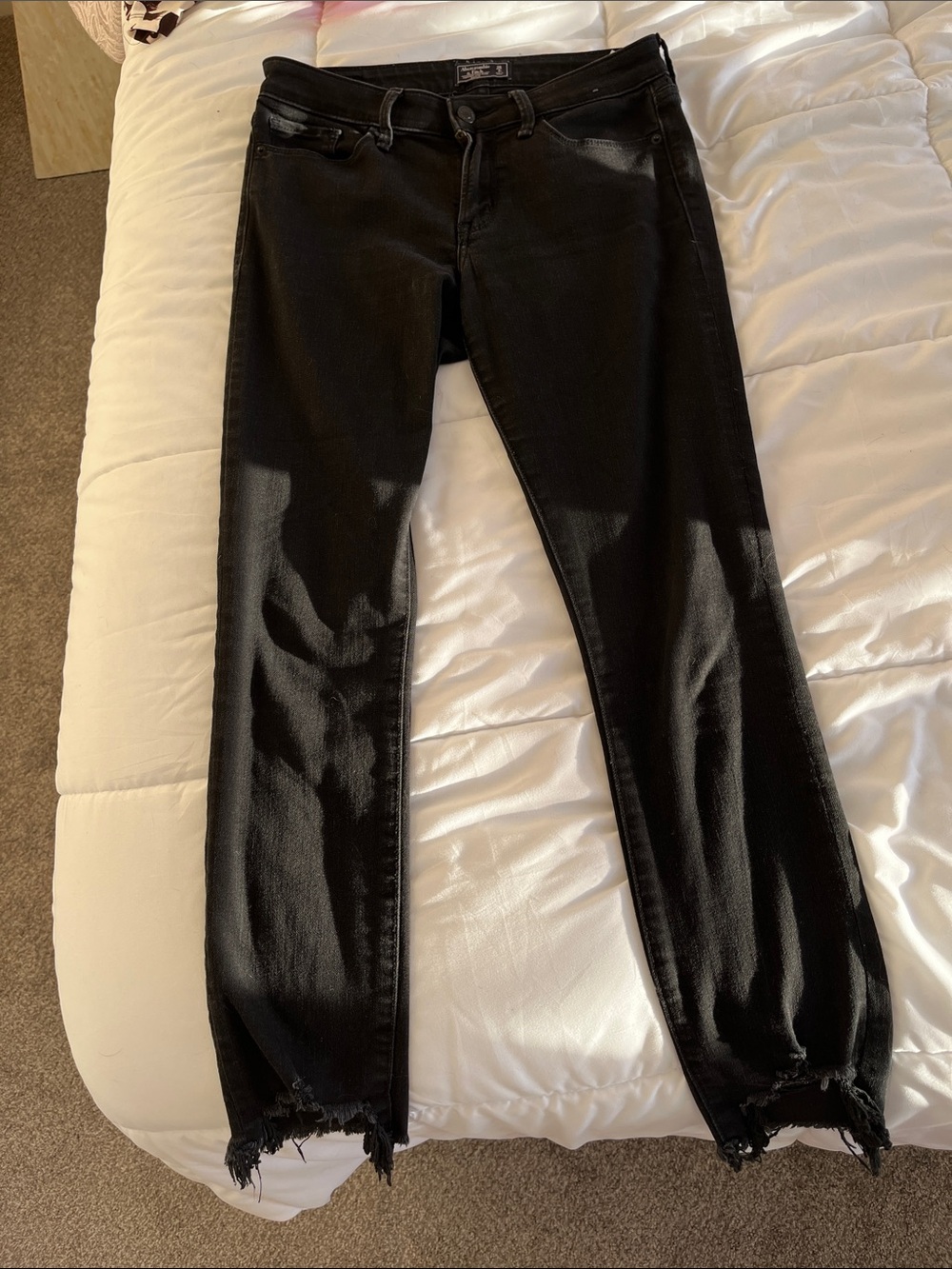 Black Distressed Hem Jeans